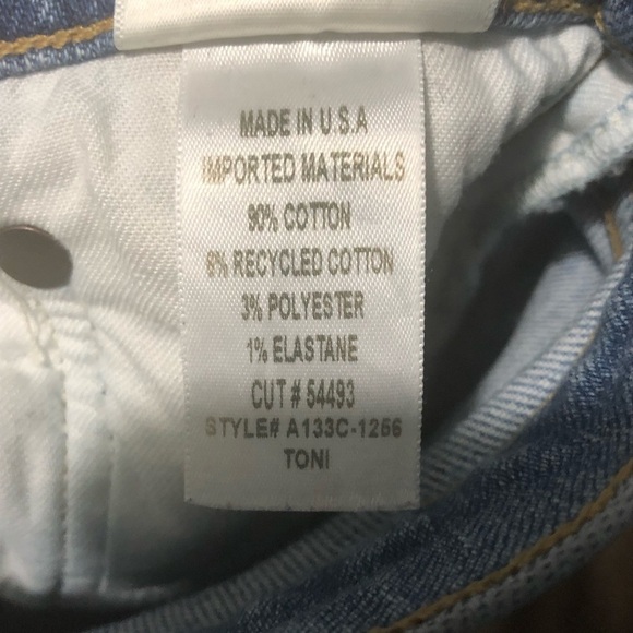 Agolde Jeans Women's 24 Toni Mid Rise Distressed Slim Straight Light Wash Denim - Picture 3 of 5